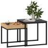 HOMCOM Nesting Coffee Table Set of 2, Modern Nest of Tables, Square Sofa Side Tables with Steel Frame for Living Room, Bedroom, Small Space, Black