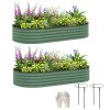 Outsunny Set of 2 Raised Beds for Garden, Outdoor Galvanised Planter Box with Plant Support Stakes, Rubber Strap Edging and Bottomless for Flower, Vegetable, 181 x 93 x 30 cm, Green