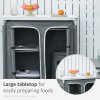 Outsunny Aluminum Camping Cupboard, Camping Kitchen Station Cook Table with 3-Shelf, Storage Organiser for BBQ Party Picnics Backyards with Carrying Bag