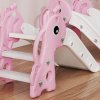 AIYAPLAY 3 in 1 Kids Slide, Giraffe Shape Toddler Slide with Climber, Basketball Hoop and Ball, Indoor Playground Equipment for Age 1-3, Pink