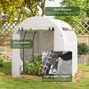 Outsunny Walk in Polytunnel Greenhouse, Tomato Greenhouse with Roll-up Window and Door, PE Cover, Steel Frame for Garden, 1.8 x 1.8 x 2 m, White