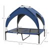 PawHut Cooling Raised Dog Bed, Elevated Pet Bed with Breathable Mesh, UV Protection Canopy, Foot Pads, for Indoor Outdoor, Medium, Large Dogs, 91 x 76 x 89cm - Dark Blue