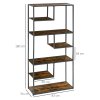 HOMCOM 6 Tier Bookcase, Industrial Display Shelf, Standing Storage Shelf, 34x83x180cm for Study, Office, Living Room, Bedroom, Rustic Brown and Black