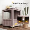 PawHut Dog Crate Furniture End Table, Pet Kennel for Small Dogs with Magnetic Door Indoor Animal Cage, Grey, 60 x 55 x 70 cm, Purple