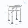 HOMCOM Height Adjustable Shower Stool with Suction Grab Rail, Aluminium Shower Chair with U-Shaped Padded Seat, Non-Slip Bath Stool for Elderly, Disabled, Seniors, Pregnant