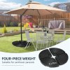 Outsunny 4PCs Parasol Bases, Patio Umbrella Weights for Parasol, Wicker Effect HDPE Water and Sand Filled Garden Umbrella Base with Built-in Handles, Black