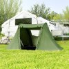 Outsunny 3 Man Camping Tent with Living Area and 2 Bedrooms, 3000mm Waterproof Family Tent with Sewn-in Groundsheet and bag, Portable Dome Shelter  for Hiking, Festival, Backpacking, Green