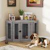 PawHut Dog Crate Furniture, Side Table Dog Kennel with Cushion, Large Door, for Medium Dogs - Grey