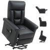 HOMCOM Power Lift Chair Armchair for the Elderly, PU Leather Recliner Chair with Extended Footrest, Remote Control and Side Pocket, Black