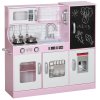 AIYAPLAY Play Kitchen, Kids Kitchen Playset Toy with Chalkboard, Toy Phone, Microwave, Ice Maker, Cooking Stoves, Sink, for Boys Girls Ages 3-8 Years, Pink