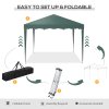 Outsunny 3x3(m) Pop Up Gazebo, Foldable Party Tent with Wave Edge and Carry Bag, Height Adjustable Festival Camping Canopy for Garden Outdoor, Green
