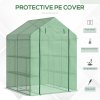 Outsunny Walk in Greenhouse with Shelves Steeple Green House for Garden Grow House Removable Cover 143x138x190cm, Green