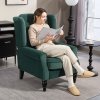HOMCOM Retro Accent Chair, Velvet Wingback Armchair with Wood Frame Button Tufted Design for Living Room Bedroom, Green