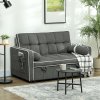 HOMCOM 2 Seater Sofa Bed, Click Clack Pull Out Sofa Bed with Adjustable Backrest and Pillows, 3-in-1 Modern Tufted Settee for Living Room, Bedroom, Guest Room, Charcoal Grey