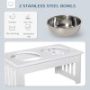 PawHut Raised Dog Bowl Feeding Bowls with Stand for Extra Small and Small Dogs Elevated Pet Bowls Water Food Feeder 44L x 24W x 15H cm - White