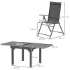 Outsunny 7 Piece Outdoor Dining Set, Garden Furniture Set with Extendable Table and 6 Folding Chairs, Outdoor Conversation Set with 5mm Tempered Glass Top & Aluminium Frame, for Patio, Balcony, Deck
