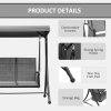 Outsunny 3 Seater Garden Swing Seat Outdoor Swing Chair with High Back Design, Steel Frame, Side Pouches, Adjustable Canopy, Charcoal Grey