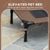 PawHut Raised Dog Bed Waterproof Elevated Pet Cot with Breathable Mesh UV Protection Canopy Brown, for Small Dogs, 61 x 46 x 62cm