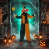 HOMCOM 190cm Life Size Animated Clown Halloween Decorations Outdoor Indoor, Scary Halloween Animatronics Decor with Sound Touch Activated, Red Light Up Eyes, Animated Prop for Haunted House Garden