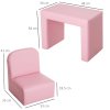 HOMCOM Kids Armchair Toddler Sofa Children's Chair, 2 in 1 Kids Table Chair Set with Wooden Frame, for 3 Years Old Girls Pink