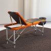 HOMCOM Foldable Massage Bed Portable Table, 3-Section Aluminium Foldable Beauty Couch, Professional Salon Spa Table with Headrest Support and Carry Bag, 60 cm Width, Black and Orange