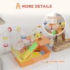 PawHut 3 Tiers Hamster Cage, Small Animal House with Tubes, Exercise Wheel, Ladder, Water Bottle, Dish, Hut, Top Handle, 45 x 28 x 37cm - Orange