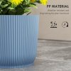 Outsunny Set of 3 Plastic Round Plant Pots Outdoor 22cm, Garden Planters, Flower Pots for Garden Decoration, Patios, Indoor, Outdoor, Home, Blue