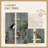PawHut 260cm Floor to Ceiling Cat Tree, Height Adjustable Kitten Tower with Anti-slip Kit, Multi-Layer Activity Centre w/ Fish-shaped Perches Scratching Post Ball Toy - Yellow