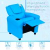 HOMCOM Kids Recliner, PU Leather Kids Armchair, Child Chair, Toddler Armchair with Adjustable Backrest, Footrest, Padded Headrest, Cup Holder, Blue