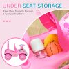 AIYAPLAY Ride on Car, Push Along Toy, Toddler Car Foot to Floor with Under Seat Storage, Anti-Over-Backwards Device, Horn, Music, Light, for 18-36 Months, Pink