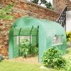 Outsunny 3 x 2 x 2m Polytunnel Greenhouse with Doors and Mesh Windows, Walk-in Grow House Tent with UV-resistant PE Cover and Steel Frame, Green