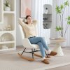 HOMCOM Rocking Chair, Modern Upholstered Velvet Armchair with Solid Wood Legs and Metal Frame for Living Room, Bedroom, Cream