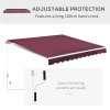 Outsunny 3 x 2.5m Garden Patio Manual Awning Canopy Sun Shade Shelter with Winding Handle Retractable Handle Red