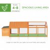 PawHut Chicken Run, Wooden Chicken Coop with Nesting Box, Openable Roof for 4-8 Chickens, Rabbits, Ducks, for Garden - Orange