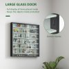 HOMCOM 7-Tier Wall Mounted Display Cabinet, Display Case with 6 Adjustable Shelves, Glass Doors for Home Office Ornaments 83x80cm, Black and White