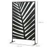 Outsunny Decorative Garden Privacy Screen with Stand, 6.5FT Freestanding Metal Outdoor Divider, Decorative Privacy Panel with Expansion Screws for Garden Pool Hot Tub, Banana Leaf Style, Black