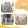 PawHut Freestanding Pet Gate 4 Panel Dog Barrier Folding Safety Fence with Support Feet up to 204cm Long 75cm Tall for Doorway Stairs, Grey