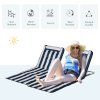 Outsunny Set of 2 Foldable Garden Beach Chair Mat Lightweight Outdoor Sun Lounger Seats Adjustable Back Metal Frame PE Fabric Head Pillow w/ Carry Bag, Blue