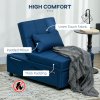 HOMCOM Convertible Chair Bed with Padding Seat, 4-in-1 Multi-Functional Sleeper Sofa Bed, Recliner with Adjustable Backrest, Side Pocket, Wheels and Pillow, for Living Room