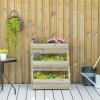 Outsunny 3 Tier 66L Raised Garden Bed Wooden Elevated Planter Box Kit for Flower, Vegetable, Herb, 65 x 75 x 76cm, Green