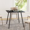 Outsunny Garden Dining Table for 4 Person, Square Outdoor Table with Easy Clean Slat Top, Rust Resistant Steel Frame, for Terrace, Balcony, 80 x 80 x 74 cm, Black