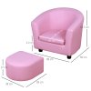 HOMCOM Children's Armchairs Toddler Chair Sofa Footstool 2-in-1 Design for Girls with Thick Padding, Anti-skid Foot Pads, Wood Frame, Pink