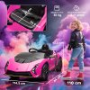 AIYAPLAY 12V Lamborghini Autentica Licensed Kids Electric Car with Butterfly Doors, Ride on Car with Remote Control, 4 Suspension Wheels, Soft Start, LED Lights, Music, Horn, Pink