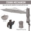 Outsunny 3M Cantilever Parasol, Hanging Garden Umbrella Sun Shade with 360 Rotation, Aluminium Frame, Cross Base, Hand Crank, Grey