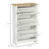 HOMCOM Narrow Shoe Cabinet, Space Saving Shoe Storage Cabinet with 3 Flip Drawers and Adjustable Shelves for 18 Pairs of Shoes for Hallways and Living Room, White