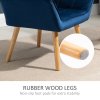 HOMCOM Modern Armchair, Accent Chair with Wide Arms, Slanted Back and Rubber Wood Legs for Living Room, Bedroom, Home Office, Blue
