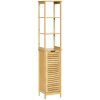 kleankin Tall Bathroom Cabinet, Slim Storage Cabinet, Tallboy Bamboo Storage Unit with 3-Tier Storage Shelves and Freestanding Organiser, Natural