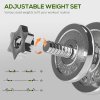 SPORTNOW 20kg Adjustable Weights Dumbbells Set, 2-in-1 Dumbbells and Barbell with Non-Slip Handle, Free Weights Set for Home Gym, Weight Lifting and Strength Training