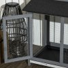 PawHut Large Rabbit Hutch Outdoor, 2-Tier Guinea Pig Hutch, Wooden Bunny Run, Small Animal House with Double Side Run Boxes, No-leak Plastic Tray, Ramp, 230 x 53 x 93.5cm, Light Grey