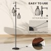 HOMCOM 3-Light LED Floor Lamp, 170cm Industrial Dimmable Standing Lamp with Steel Wire Cage Lampshades, 2700K for Living Room, Bedroom, Dining Room, Study, Black